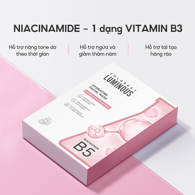 [HƯƠNG GIANG YÊU THÍCH] 1 Hộp 10 Miếng Mặt Nạ Giấy COLORKEY LUMINOUS Vitamin B5 Hỗ Trợ Phục Hồi 25ml/miếng | BigBuy360 - bigbuy360.vn