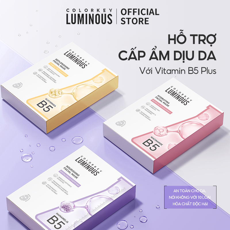 [HƯƠNG GIANG YÊU THÍCH] 1 Hộp 10 Miếng Mặt Nạ Giấy COLORKEY LUMINOUS Vitamin B5 Hỗ Trợ Phục Hồi 25ml/miếng | BigBuy360 - bigbuy360.vn