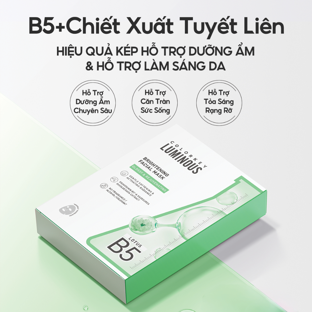 [HƯƠNG GIANG YÊU THÍCH] 1 Hộp 10 Miếng Mặt Nạ Giấy COLORKEY LUMINOUS Vitamin B5 Hỗ Trợ Phục Hồi 25ml/miếng | BigBuy360 - bigbuy360.vn