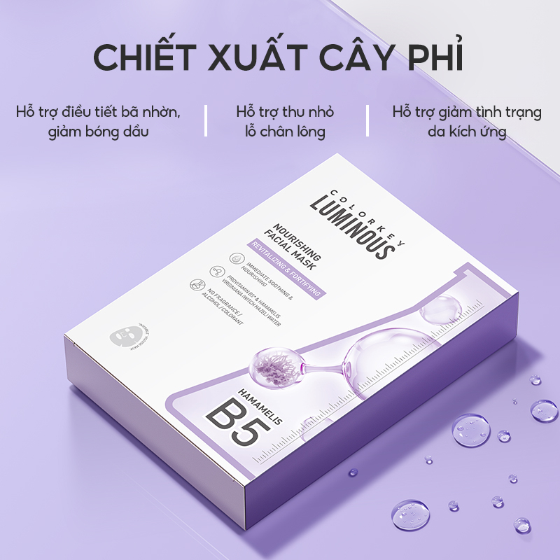 [HƯƠNG GIANG YÊU THÍCH] 1 Hộp 10 Miếng Mặt Nạ Giấy COLORKEY LUMINOUS Vitamin B5 Hỗ Trợ Phục Hồi 25ml/miếng | BigBuy360 - bigbuy360.vn