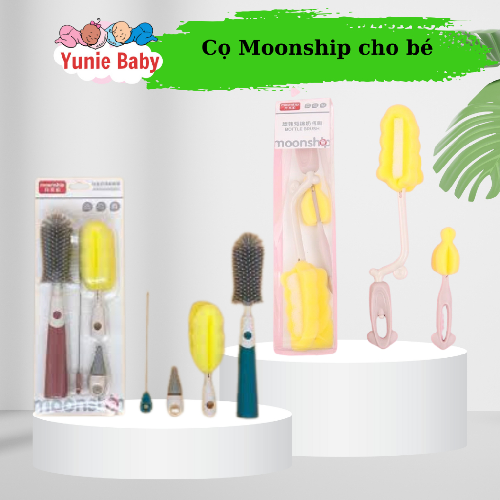 Bộ cọ bình sữa silicon 4 chi tiết Moonship