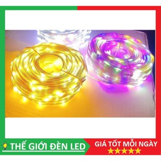 Dây đèn LED hạt gạo dài 40M,80M 600 bóng màu vàng kín nước (sợi) chớp nháy trang trí nhà cửa