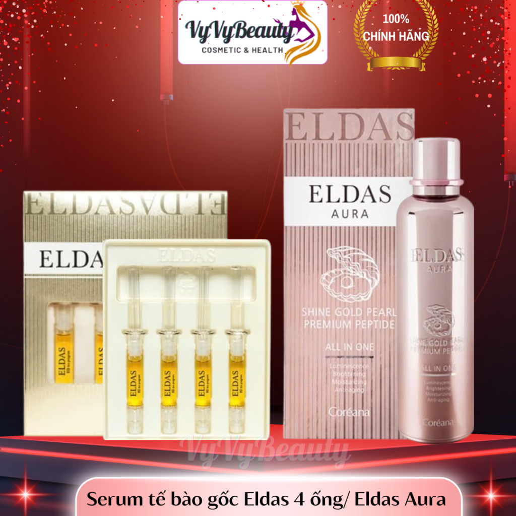 Serum tế bào gốc Eldas Hộp 4 ống/ Eldas Aura chai 100ml Hàn Quốc