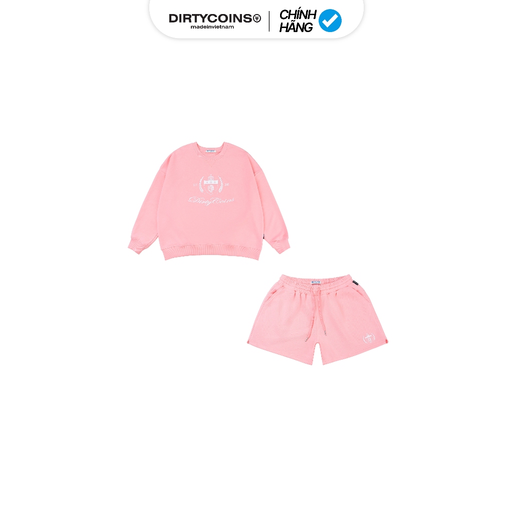 Combo Áo Quần DirtyCoins Sweatshirt Academy Script + Sweatshorts Academy - Pink