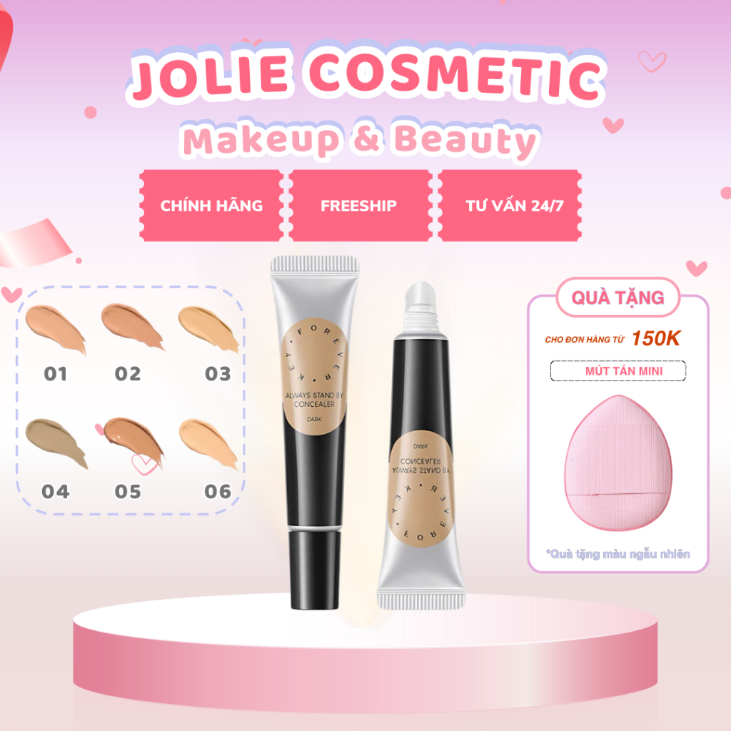FOREVER KEY Kem che khuyết điểm Forever Key Concealer chất kem dễ tán, che mụn thâm, khuyết điểm, lâ