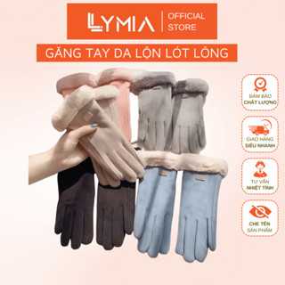 Găng Bao Tay Nữ LYMIA Giữ Nhiệt  Mùa Đông Da Lộn Cảm Ứng Nhiều màu lông vũ sang trong