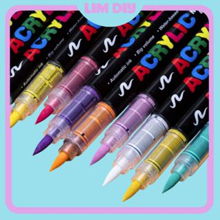  Bút vẽ acrylic brush marker lỏng mực trực tiếp đầu cọ nhọn mềm vẽ được trên giấy đá vải chống thấm nước LIM DIY 