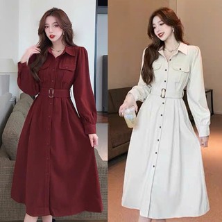 Đầm dáng dài, váy thu đông thiết kế cổ cách điệu dài tay, phong cách tiểu thư nhẹ nhàng thanh lịch 7.Beautifu V211