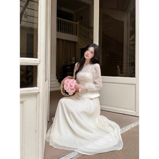  Chân Váy Dài Nữ Tơ Ánh ELYSNIE Nhún Li Phong Cách Thanh Lịch Angela Skirt 