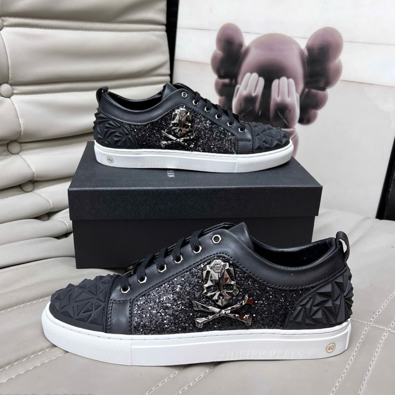 Giày thể thao nam nữ Philipp Plein kim tuyến tag đầu lâu mũi cao su nổi boy phố GS158P