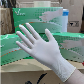  20 Chiếc=10 Đôi Lẻ Găng Tay Y Tế Cao Su Latex Duy Hàng Vglove Khải Hoàn Màu Trắng Kem Có Bột Không Bột Size Xs-S-M-L 