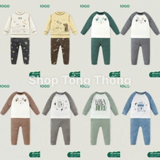 Bộ Uala Rogo Petit bamboo mặc ngủ nhà siêu mềm mịn cao cấp thấm hút tốt dài tay in họa tiết bé trai bé gái 2377 2155 237