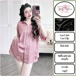   <70kg  Đồ ngủ nữ Đồ bộ Bigsize TAMY Set bộ áo sơmi tay ngắn quần đùi giả váy có túi Chất lụa Latin mềm mịn - Freesize 