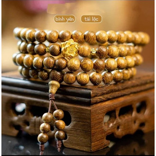 Vòng Tay Trầm Tốc 108 Hạt, vòng tay nữ mix charm hoa sen, vòng sen vàng  -hảiduy20