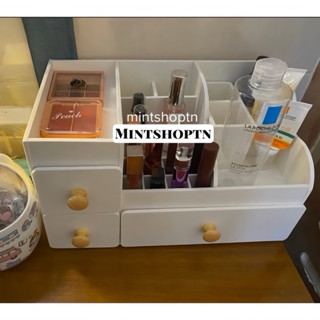 Kệ mỹ phẩm max 35cm màu trắng núm gỗ sáng , Tủ Để Đồ Mĩ Phẩm, Đồ Trang Điểm, Makeup Có Ngăn Kéo Tiện Lợi