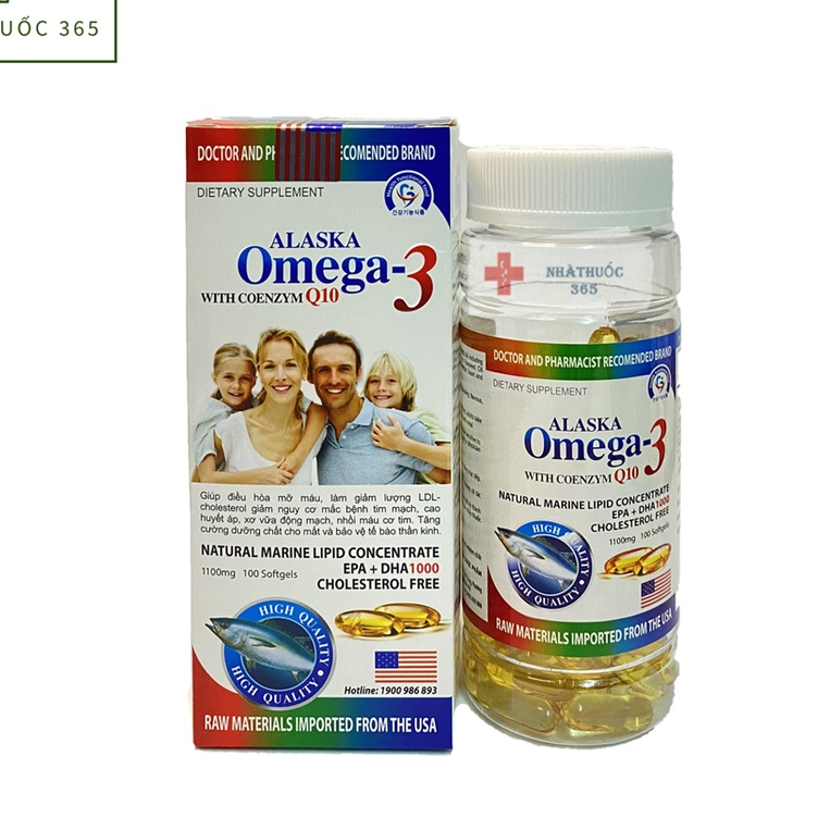 Viên dầu cá Alaska OMEGA 3 with Coenzym Q10 lọ 100viên