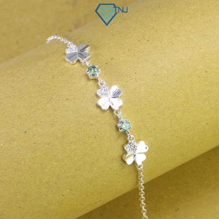  Lắc tay kim cương Moissanite xanh lá 4ly cỏ bốn lá may mắn kiểm định GRA đi dự tiệc sang trọng LTNM0010 - Trang Sức TNJ 