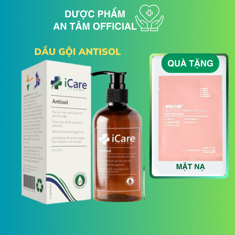 Dầu Gội Làm Sạch Gàu Không Khô Tóc Antisol - Chai 240ml iCare Pharma