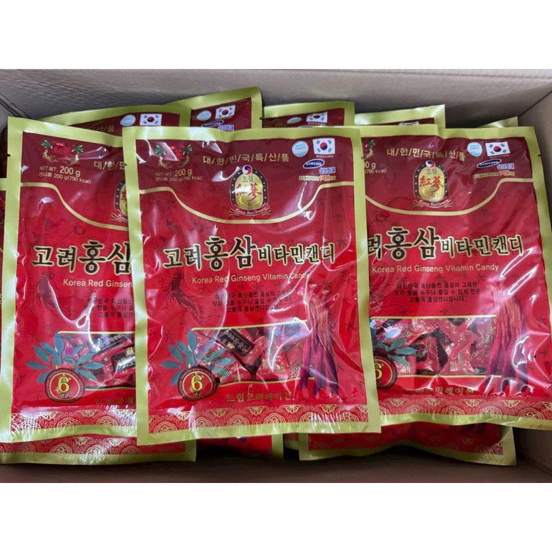 ( Mẫu mơi)Kẹo hồng sâm vitamin  hàn quốc 200g