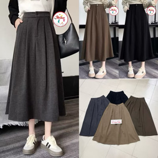 Chân váy dạ xoè dài kéo khoá có túi dày đẹp cực ấm 