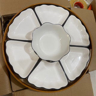  Bộ bát đĩa chén đĩa sứ thắp hương hoa mặt trời - thương hiệu BT hoa văn hoạ tiết viền đen đẹp sắc nét hoả tốc Hà Nội 