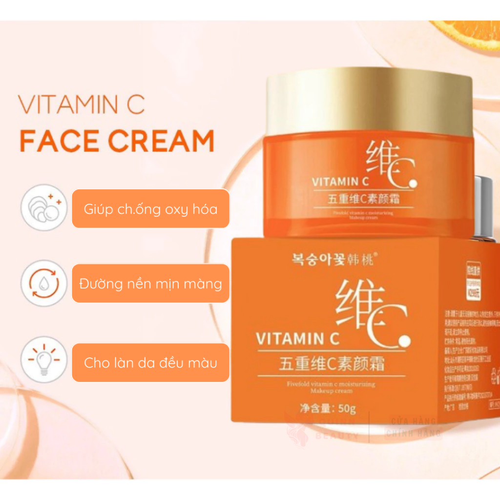 Kem Dưỡng Làm Sáng Da Vitamin C - Kem Lười Vitamin C Giúp Đều Màu, Trẻ Hóa Da, Chống Nắng SPF 30 PA+++
