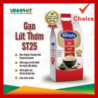 1 Thùng 10 túi 1Kg Gạo Lứt Thơm St25 Simply Cao Cấp - Giảm Cân Tốt Cho Tim Mạch và Tiểu Đường