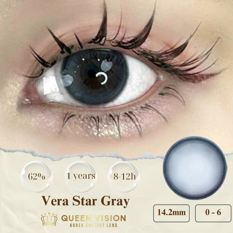 Lens Queen Vision mã VERA STAR GRAY (0-6 độ ), hạn sử dụng 12 tháng , ngập khẩu chính hãng từ Hàn Qu