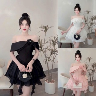 Đầm trễ vai tapta có mút lót gắn bông nữ tính dễ thương Sam Closet Phù Hợp Để Tới Công Sở, Đi Làm Hoặc Đi Chơi