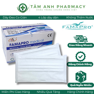 [Hộp 50 Cái] Khẩu trang y tế Famapro 4 lớp giấy kháng khuẩn, lọc bụi mịn và chống nắng hàng cao cấp