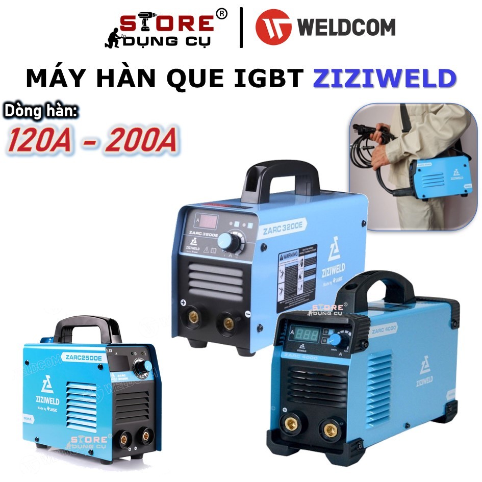 120-200A Máy hàn que Ziziweld công suất 4.7-9.4 KVA, các đời máy hàn que Zizi Zarc 2500 Zarc 3200E Z