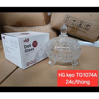  thố mứt thủy tinh hũ đựng mứt bán kẹo thủy tinh vân kim cương sang trọng 
