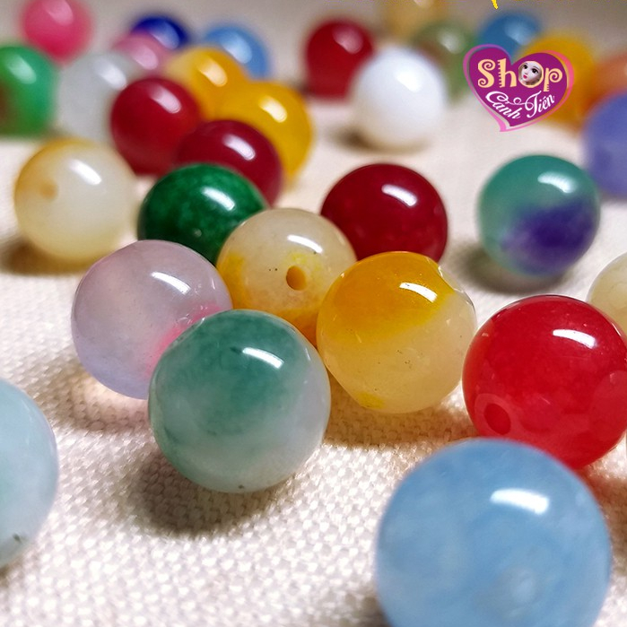 Gói hạt Đá Tròn Nhiều màu 6-10mm làm Vòng thủ công | Tặng kim và dây xâu cùng màu đá tiện lợi vô cùng