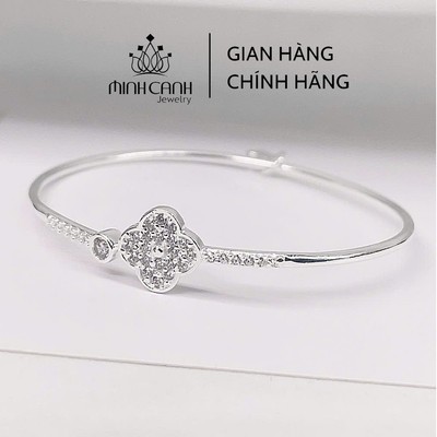 Lắc Tay Bạc Nữ Cỏ 4 Lá Nạm Đá Freesize - Minh Canh Jewelry