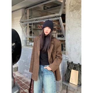 Áo Khoác Blazer Vest Dạ Áo Blazer Vest Tweed Nữ Kiểu Dáng Ngắn Form Rộng Tay Dài Mùa Thu Đông Quảng Châu Nữ Chali AD2498