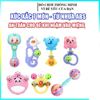 Bộ Đồ Chơi Xúc Xắc 7 Món Hình Thú Phát Nhạc Vui Nhộn Kích Thích Vận Động Và Giác Quan Cho Bé, An Toàn Cho Trẻ Sơ Sinh