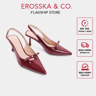 Erosska - Giày cao gót nữ mũi nhọn phối nơ kiểu dáng đơn giản thanh lịch màu trắng cao 8cm - EH044