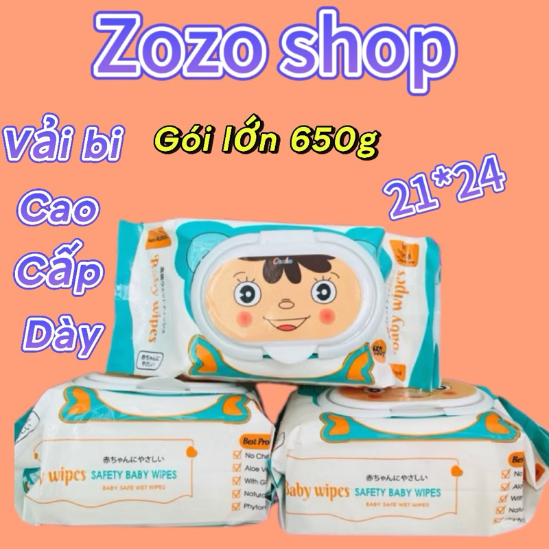 { hỏa tốc } thùng  10 gói khăn ướt Baby gấu gói lớn 650g khổ 19*24 dày dai không mùi