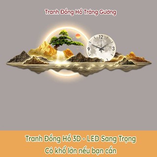  Tranh đồng hồ tráng gương treo tường phong thủy  điện LED sản xuất kích thước lớn theo yêu cầu 
