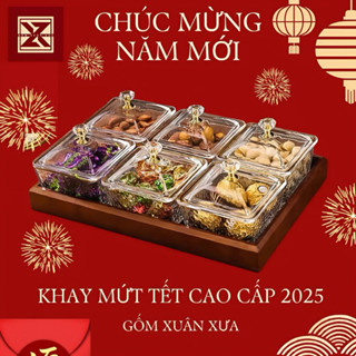  Khay Đựng Mứt Tết Hũ Thủy Tinh Nắp Nhựa Gốm Xuân Xưa Hộp đựng bánh kẹo Khay bánh kẹo tết Khay mứt khay mứt tết mứt 