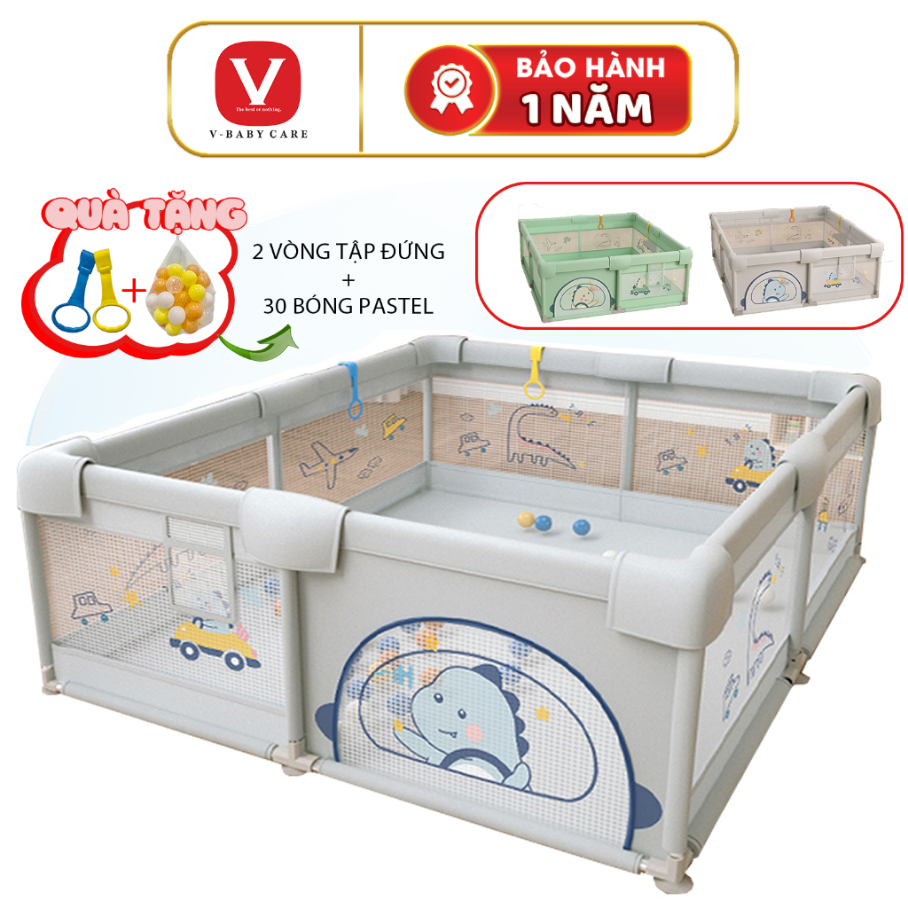 Quây Cũi, Nhà Bóng Cho Bé V-BABY S1/YT1 Khung Inox [ Tặng Vòng Đồ Chơi + Bóng ]