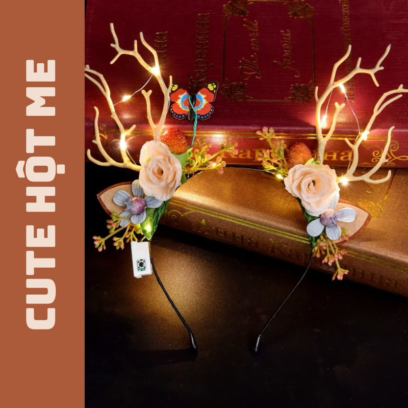 Bờm sừng hươu, cài tóc giáng sinh, bờm tóc noel có đèn led phát sáng xinh xắn - CUTEHOTME24