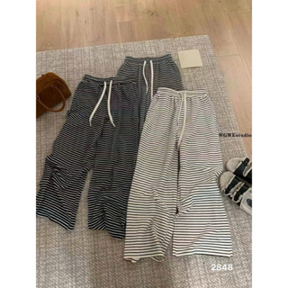 Quần nỉ tăm sọc kẻ ngang cap chun phối dây rút hàng wgwe chuẩn Qc l1 - sẵn