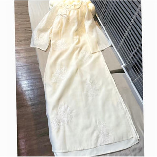 Set Áo Dài Hoa Thiêu ( kèm quần Lụa )