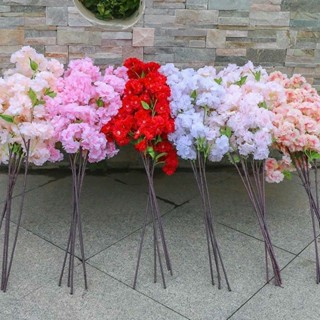 Combo 10 cành Hoa Anh Đào Chùm Sakura cành 4 nhánh bông xù cao cấp 110cm dùng để dựng cây, cắm bình, decor