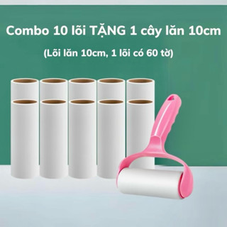 Combo 10 Lõi Lăn Bụi Tặng Kèm 1 Cây Lăn, Cây Lăn Bụi Làm Sạch Quần Áo, Chăn Ga, Đệm Sofa