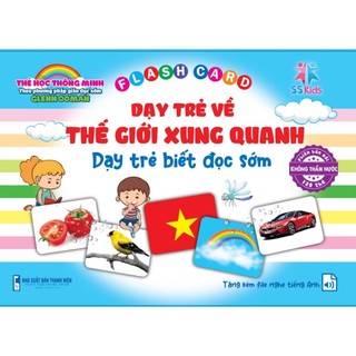 Thẻ học To khổ A5-15x21cm (Bìa Xanh Trắng) ép màng Không Thấm nước, Dạy bé về TGXQ 16 chủ đề 120 thẻ