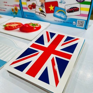 Thẻ học To khổ A5-15x21cm (Bìa Xanh Trắng) ép màng Không Thấm nước, Dạy bé về TGXQ 16 chủ đề 120 thẻ