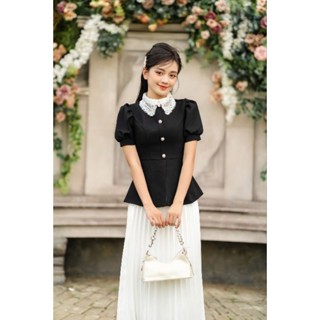 Áo Peplum by Sorella Closet, chất liệu vải Tuyết mưa phối cổ ren thanh lịch, áo mặc đi làm, đi chơi xinh xắn