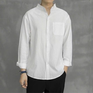 Áo sơ mi nam Áo đũi nam cổ tàu có túi ngực phong cách trẻ trung phom dáng basic dễ mặc 
